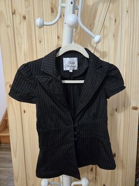 Urban Behavior Black Pinstriped Short-Sleeve Blazer
